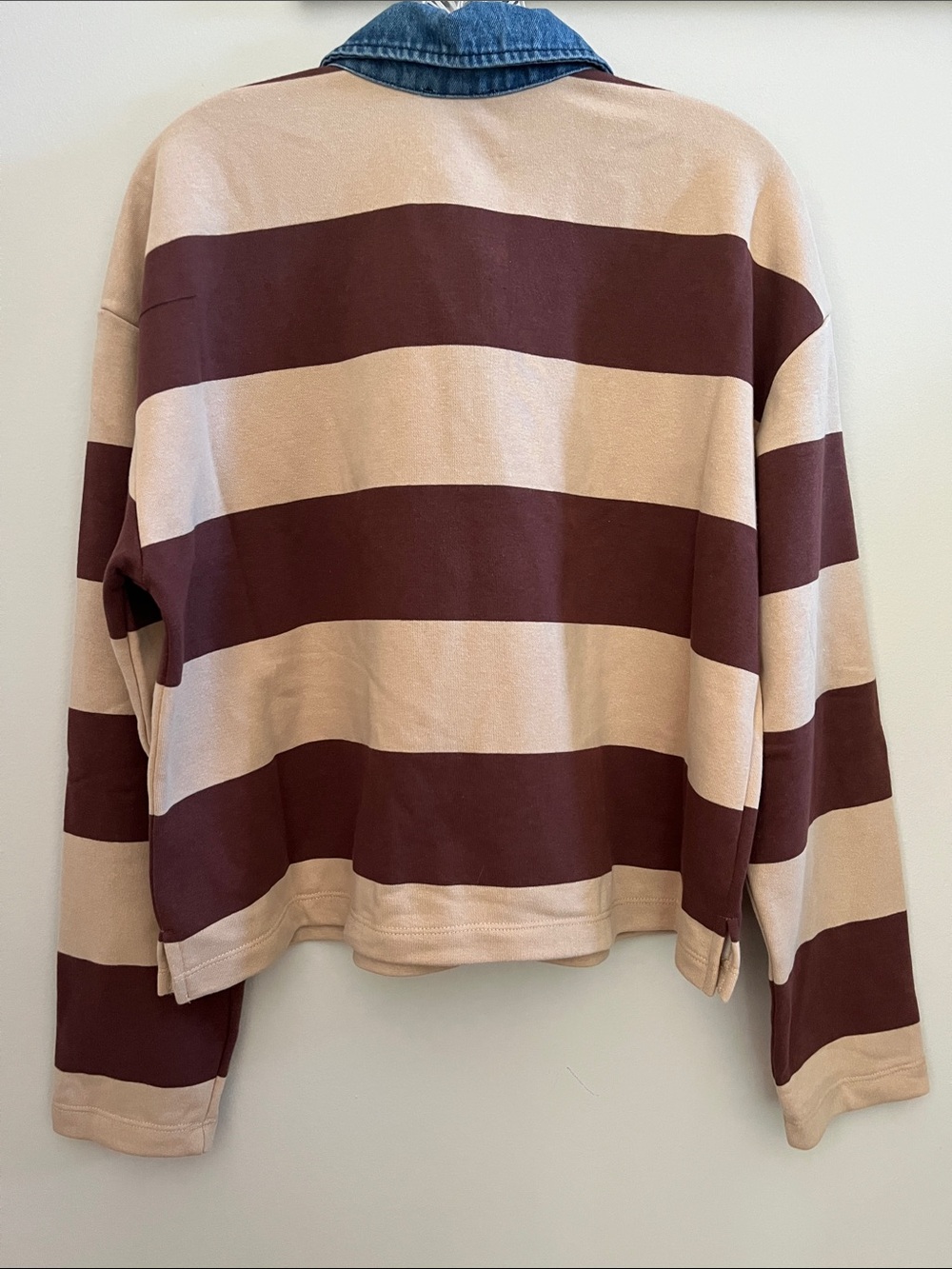 NWT Sundry Rugby Stripe Denim Collar Shirt - Picture 3 of 10